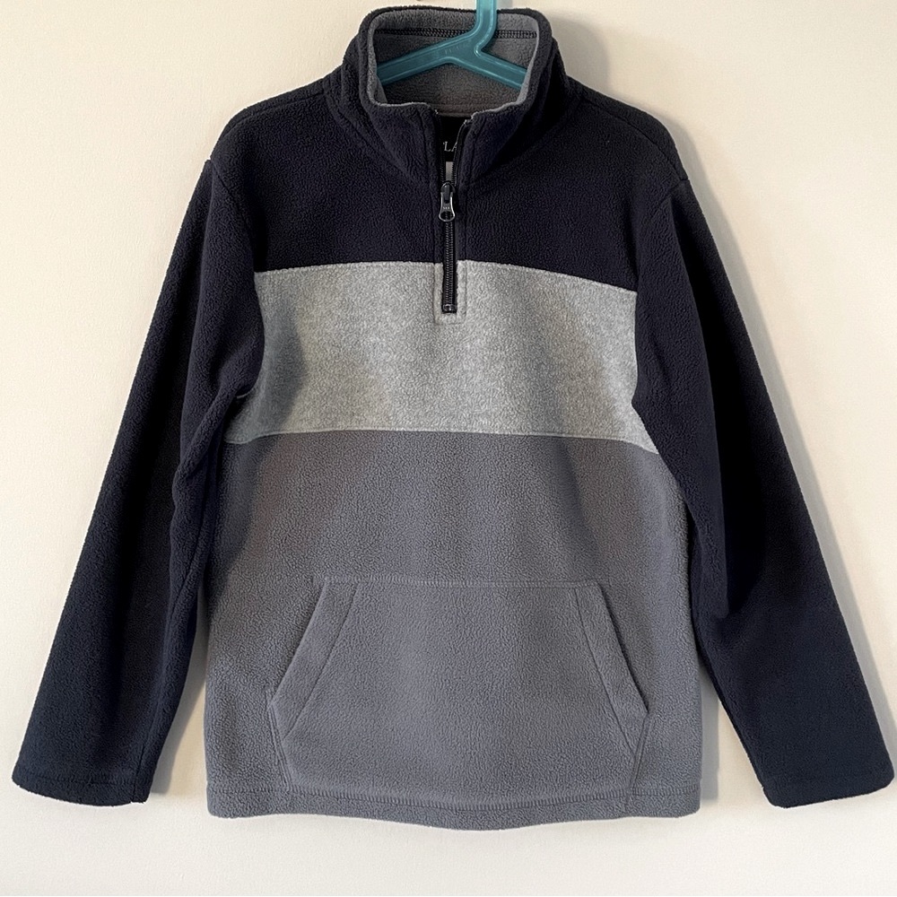 Boys Half-Zip Pull-Over Sweater - Navy Blue, Blue, & Grey